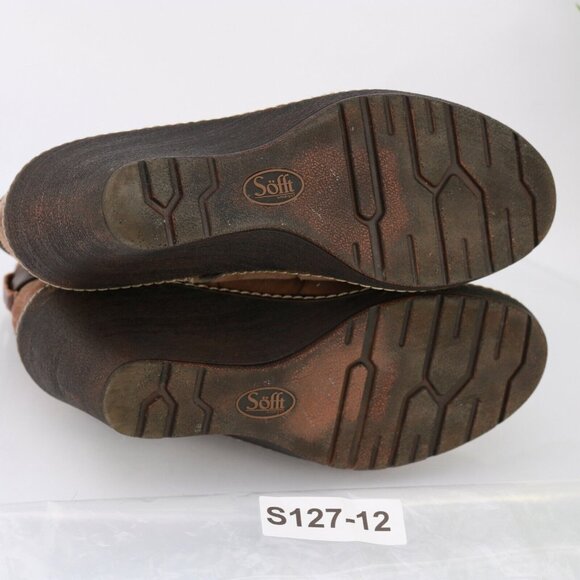 Sofft Womens Caralee Boot Size 9 Brown Suede Wedge Heel Bootie Ankle Strap Comfy - Picture 9 of 12